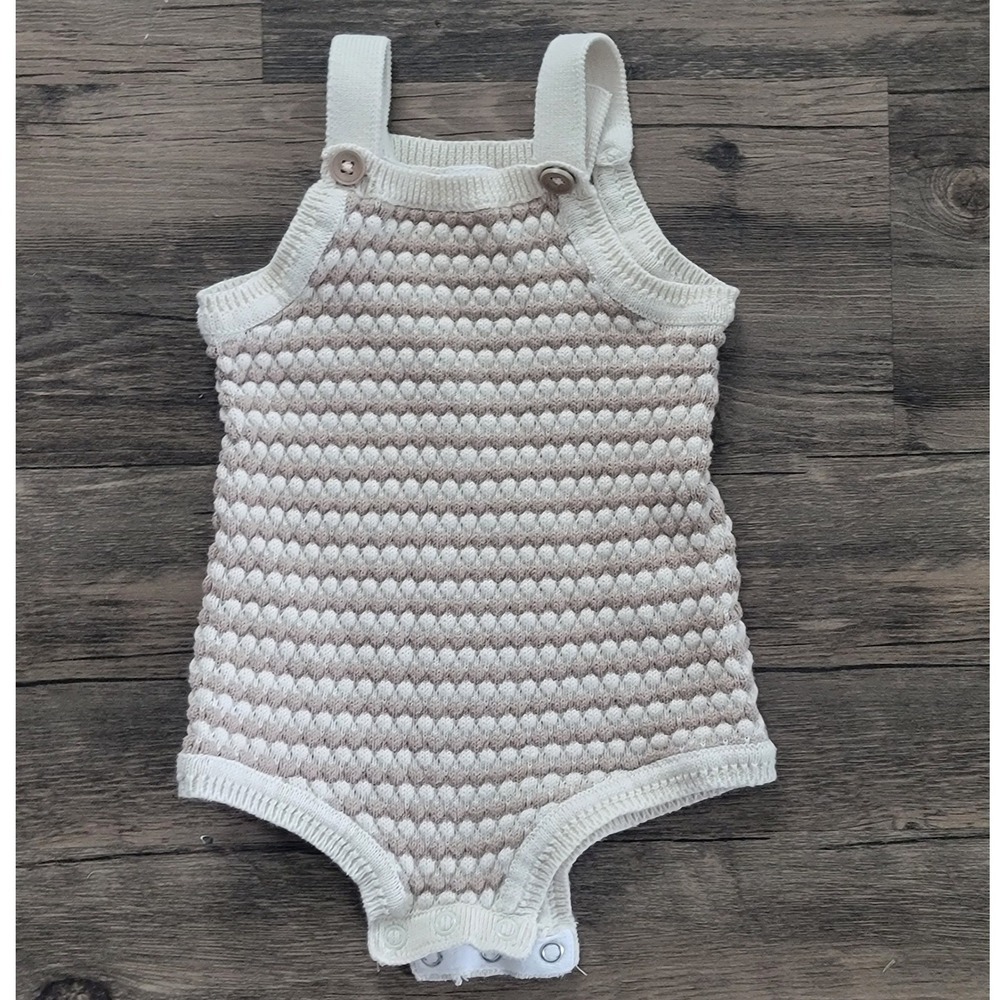 Carters Just One You Baby Neutral Popcorn Knit Romper Tan Cream 6M 1S657010